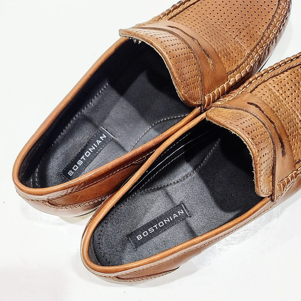 Bostonian Penny Loafers Men’s 8.5M Tan Brown Leather Slip-On Dress Casual Shoes